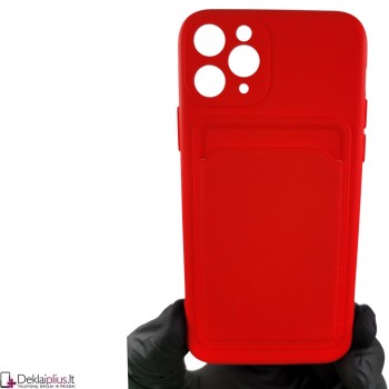 Švelnus silikoninis dėklas su kišenėle - raudonas (Apple Iphone 11 Pro)